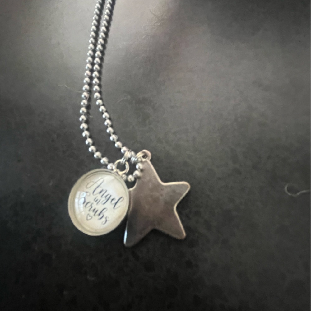 Silver Star and Round Charm Necklace